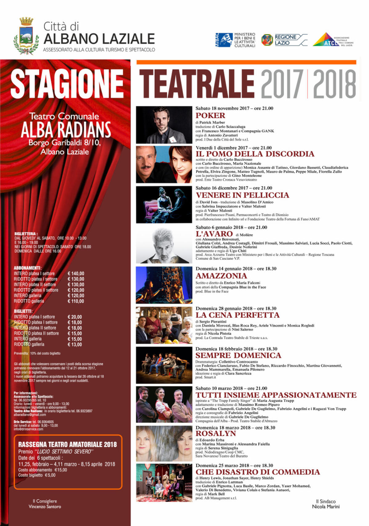 Tutto pronto per la stagione di prosa ad Albano - 