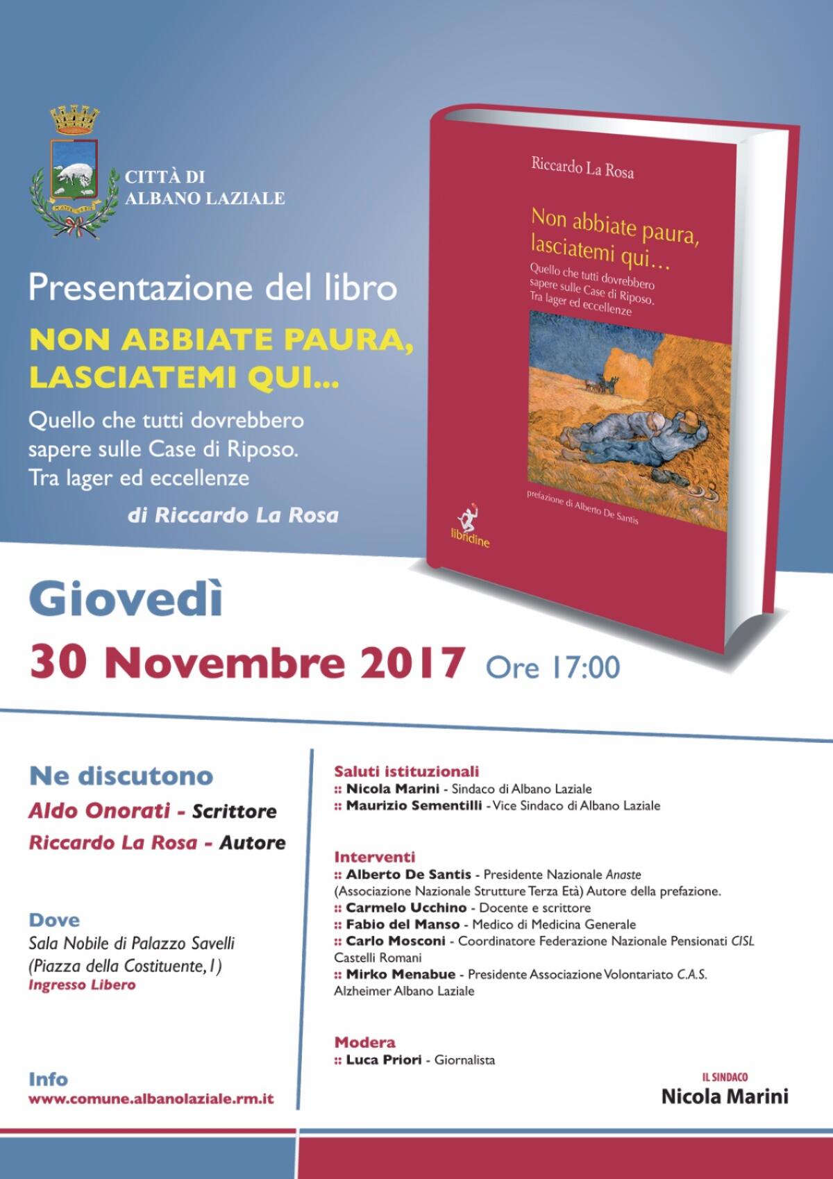 Ad Albano la presentazione del libro “Non abbiate paura, lasciatemi qui…". - 