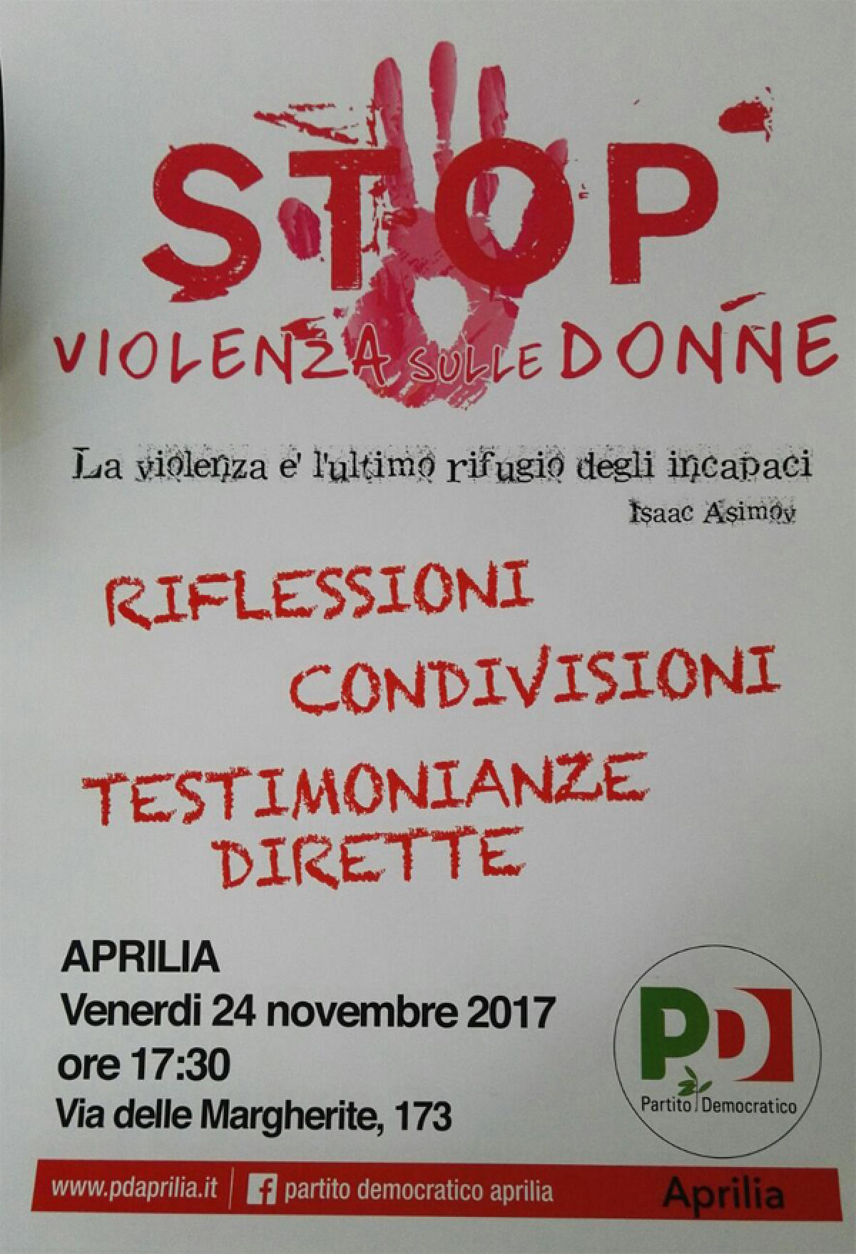 Violenza sulle donne, il Pd di Aprilia organizza un momento di riflessione - 