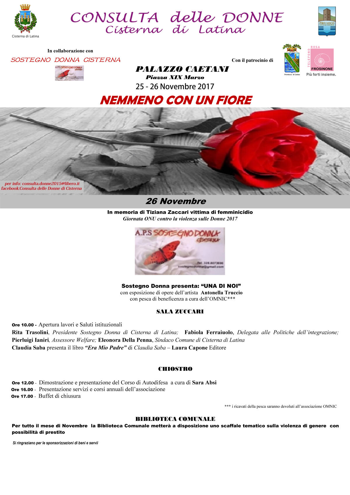 “Nemmeno con un fiore”, due giorni di eventi a Cisterna contro la violenza sulle donne - 