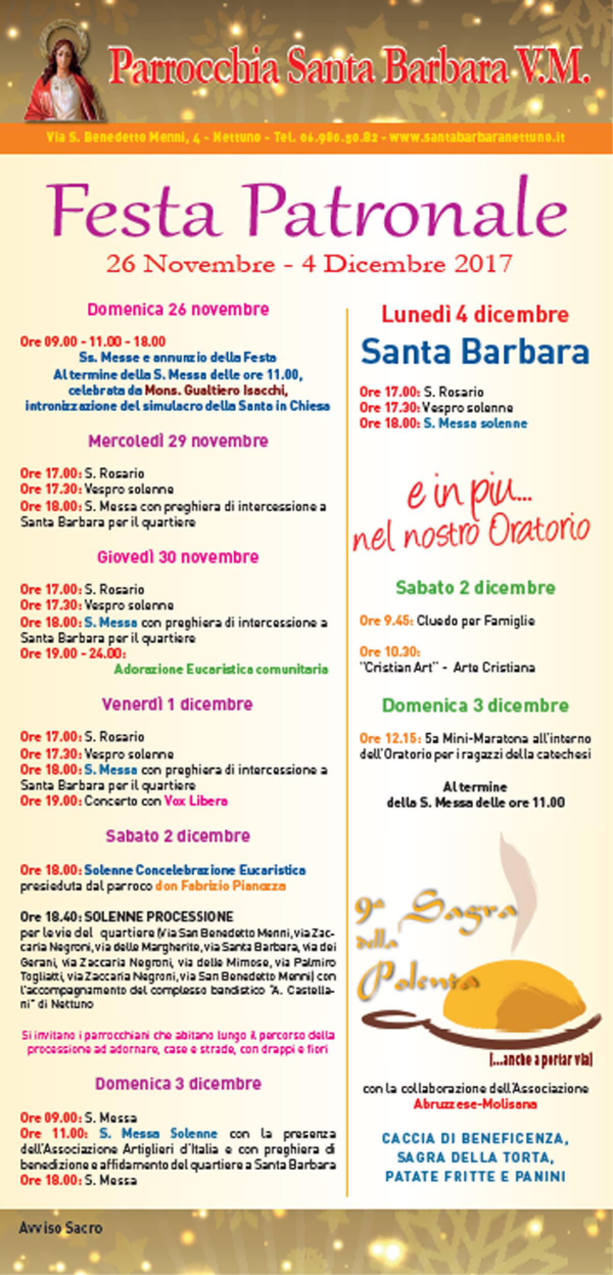 A Nettuno Festa patronale in onore di Santa Barbara Vergine e Martire. - 