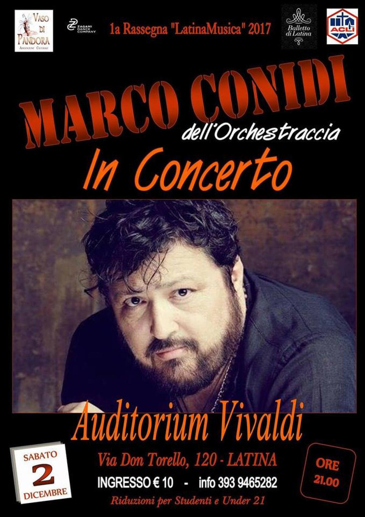 All'Auditorium Vivaldi di Latina il concerto di Marco Conidi - 