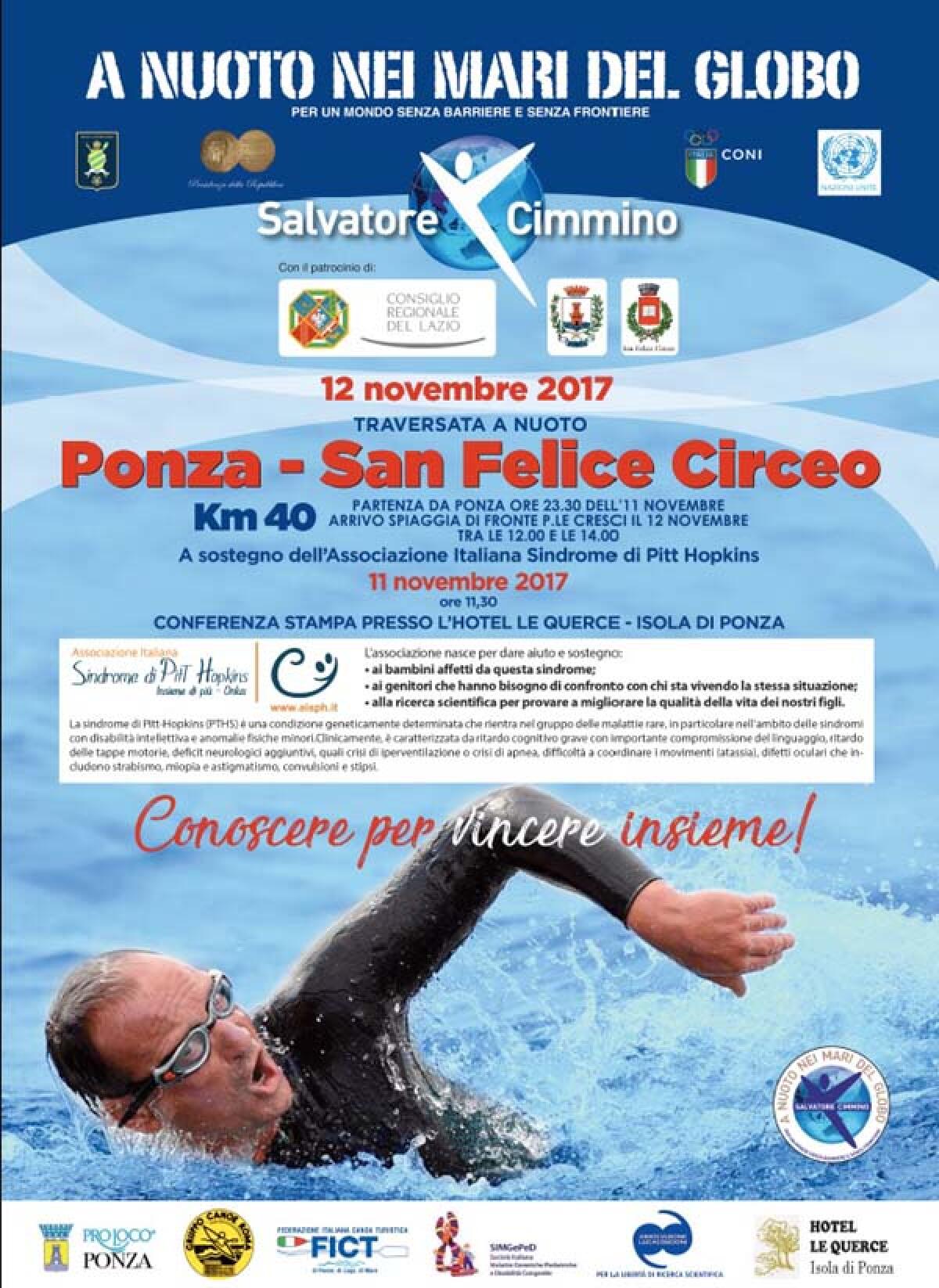 Impresa dell'atleta disabile Salvatore Cimmino: traversata notturna a nuoto da Ponza a San Felice Circeo. - 