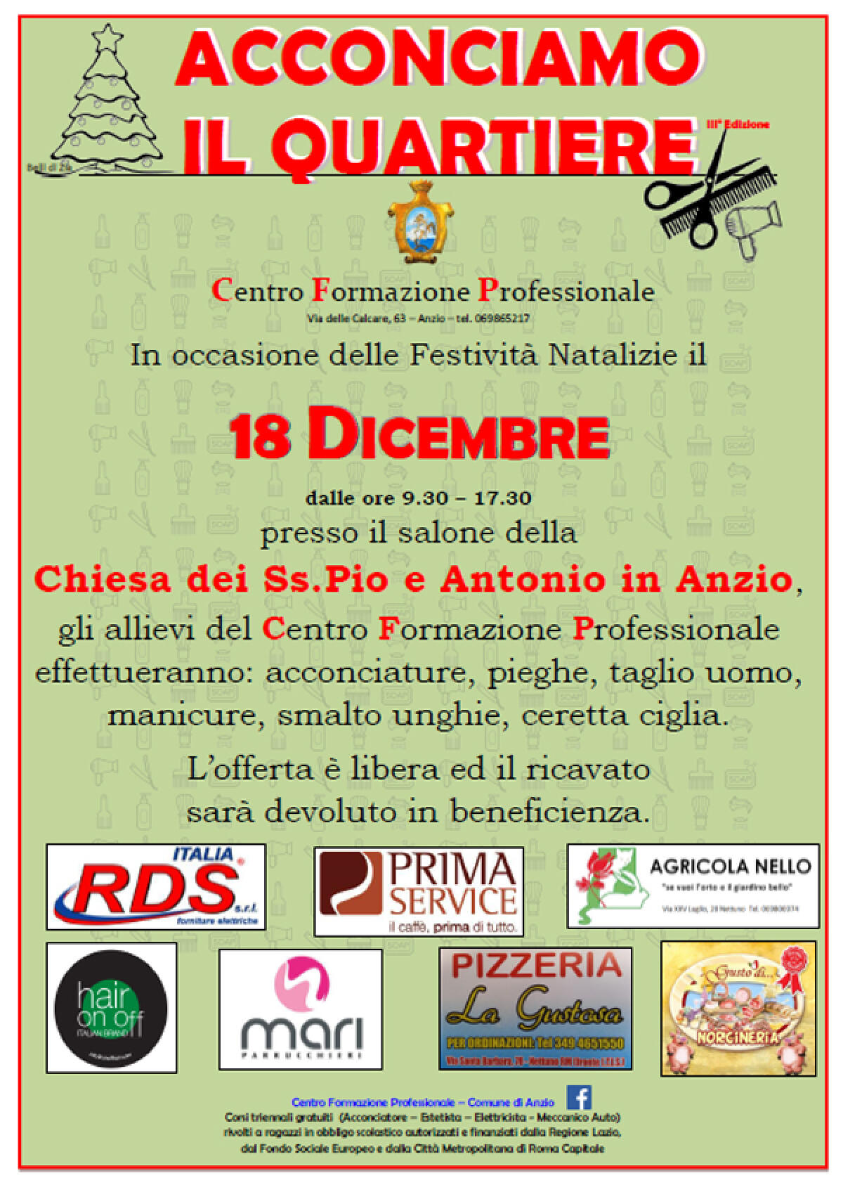 “Acconciamo il quartiere”: gli allievi del Cfp scendono in campo per beneficenza. - 