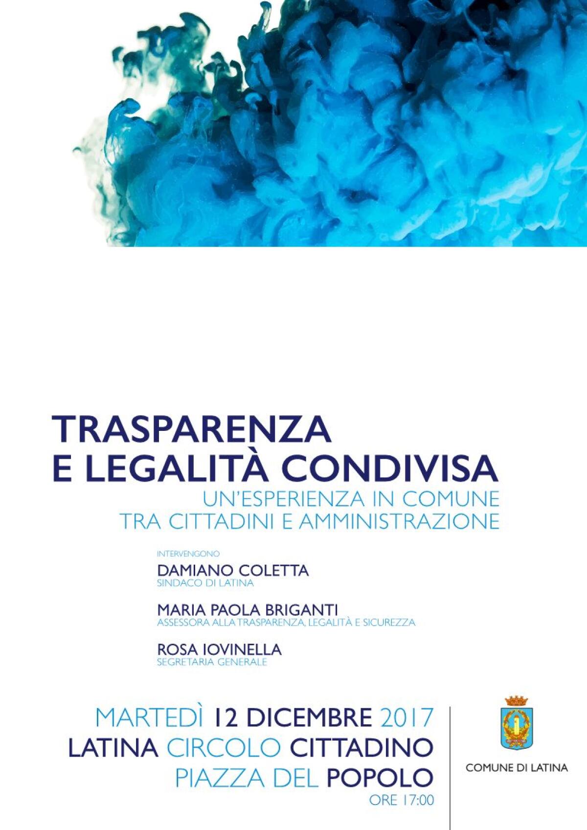 Oggi a Latina un incontro organizzato dal Comune su trasparenza e legalità. - 