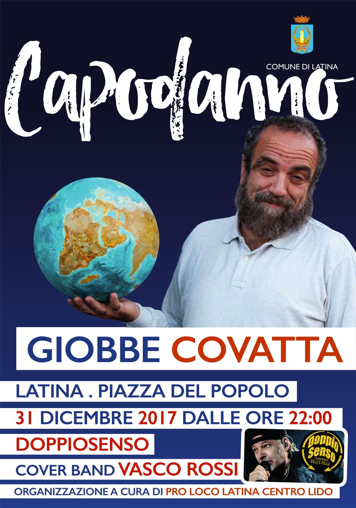 Ultimo dell'anno in piazza del Popolo a Latina con le cover di Vasco e Giobbe Covatta - 