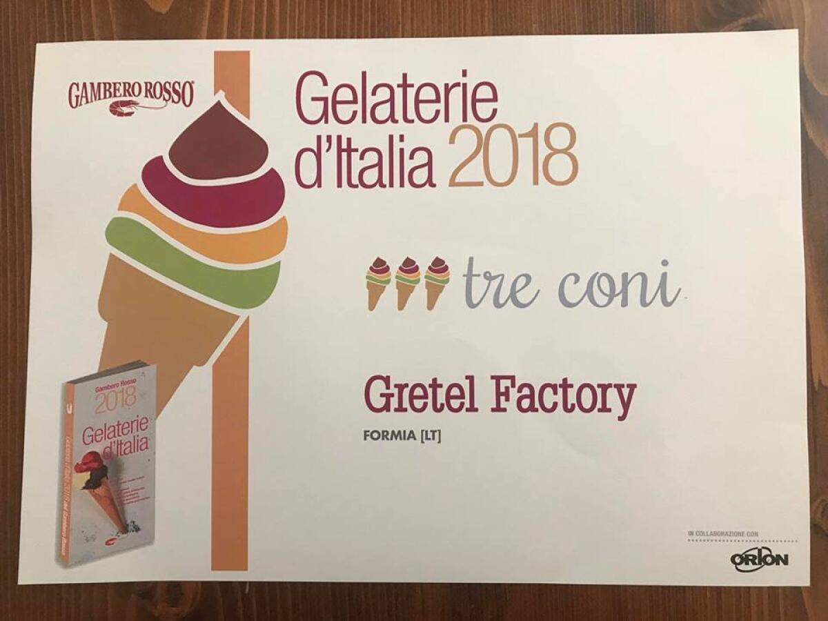 FORMIA - Gambero Rosso premia GretelFactory per il miglior gelato d’Italia. - 