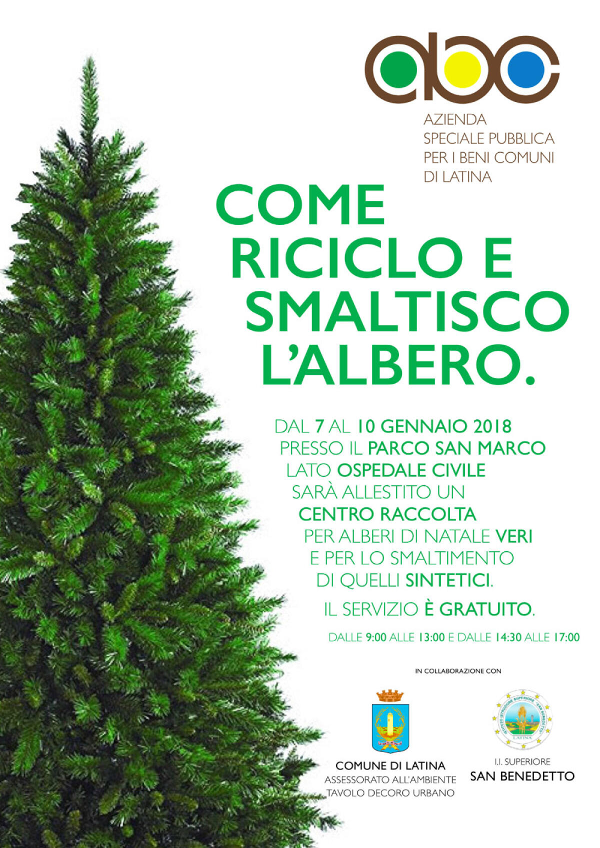 Dal 7 al 10 gennaio a Latina raccolta differenziata straordinaria e gratuita degli alberi di Natale. - 