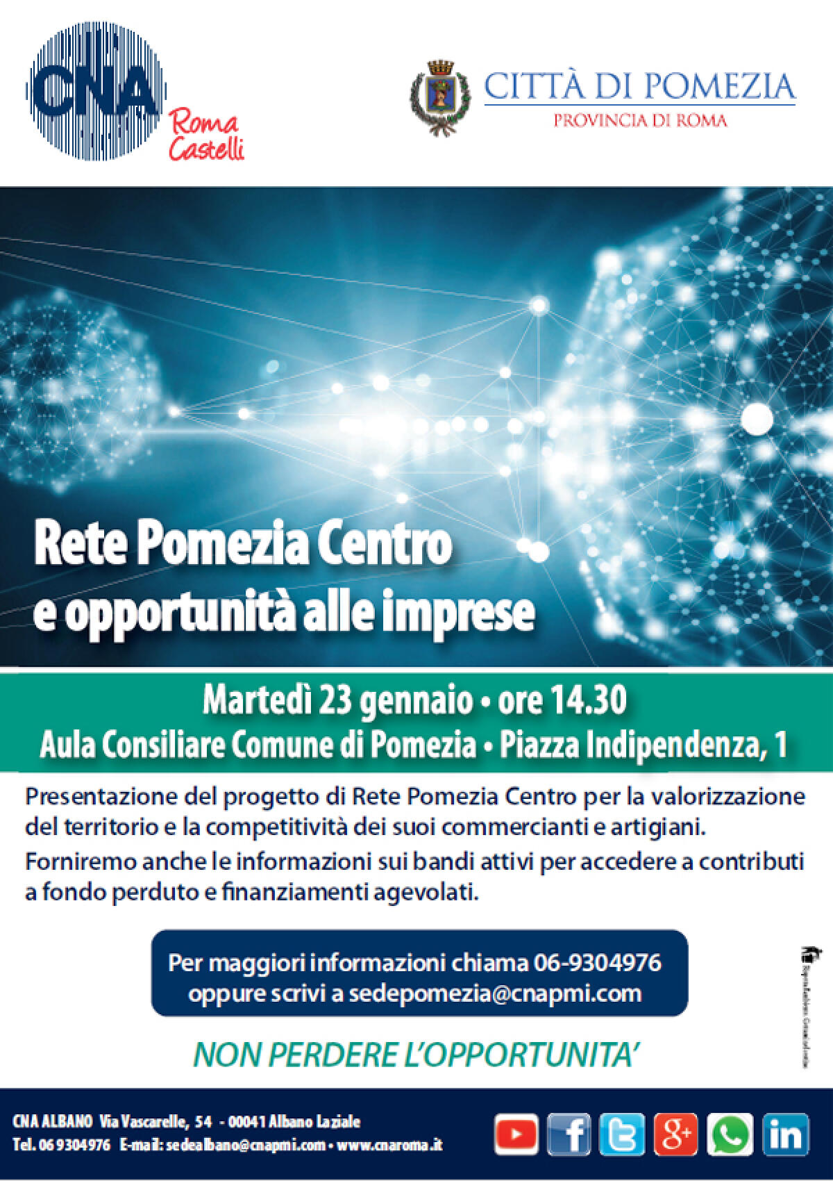 Commercianti e artigiani in rete: Comune e Cna presentano il progetto “Rete Pomezia Centro”. - 