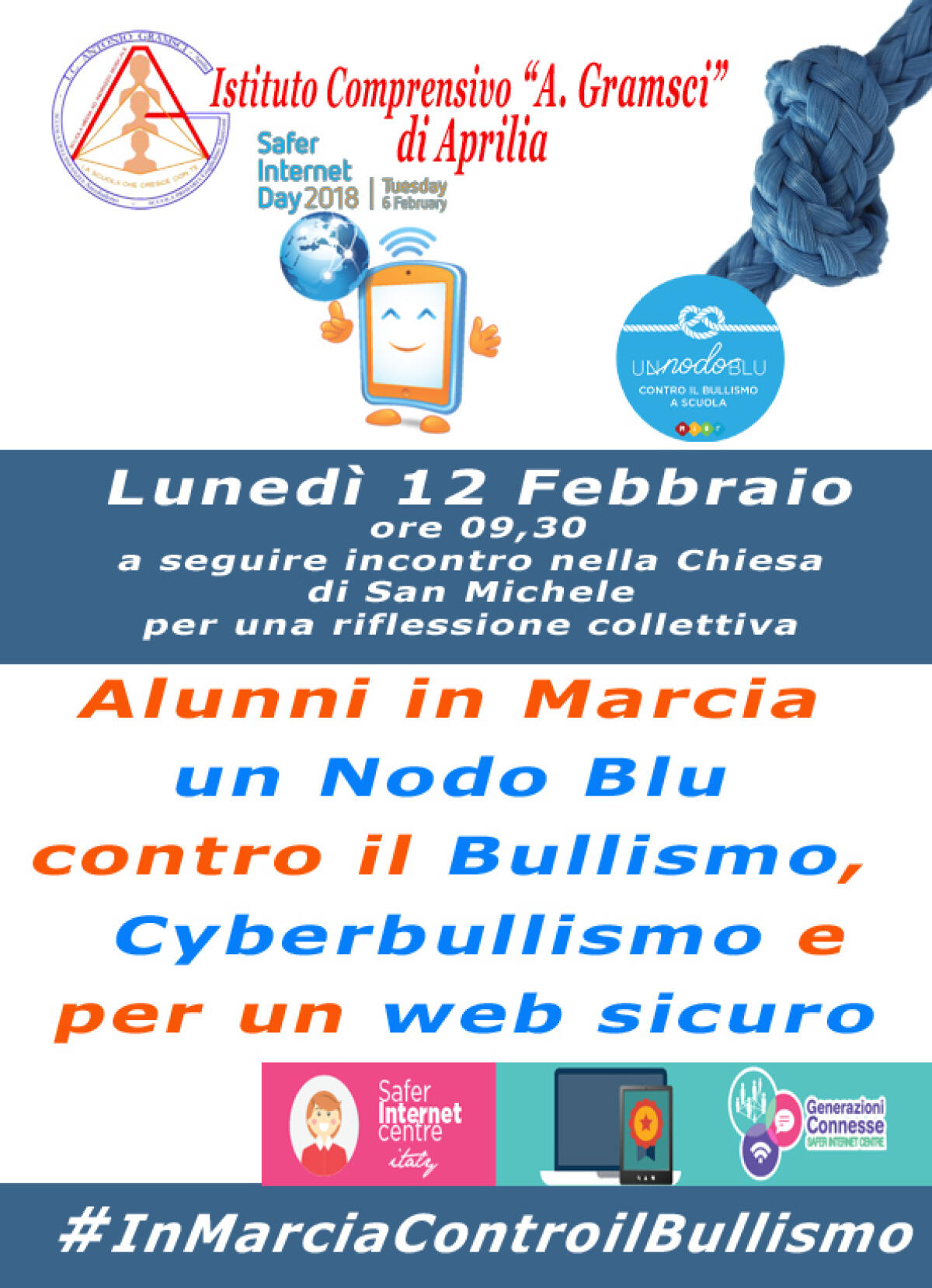 APRILIA - Rinviata a lunedì 12 febbraio la “Marcia cittadina contro il bullismo ed il cyber bullismo”. - 