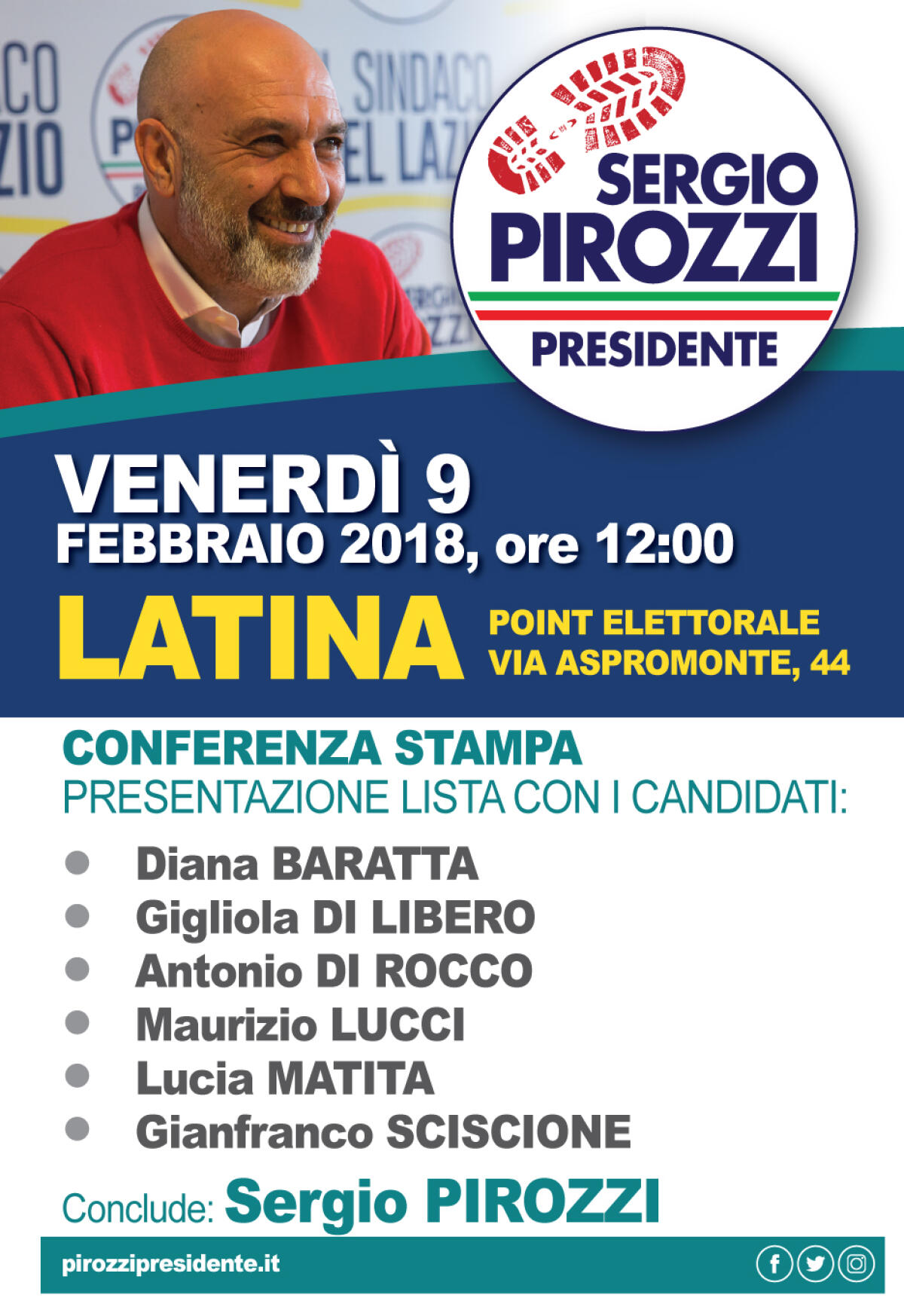 Regionali, Sergio Pirozzi in tour a Latina - 