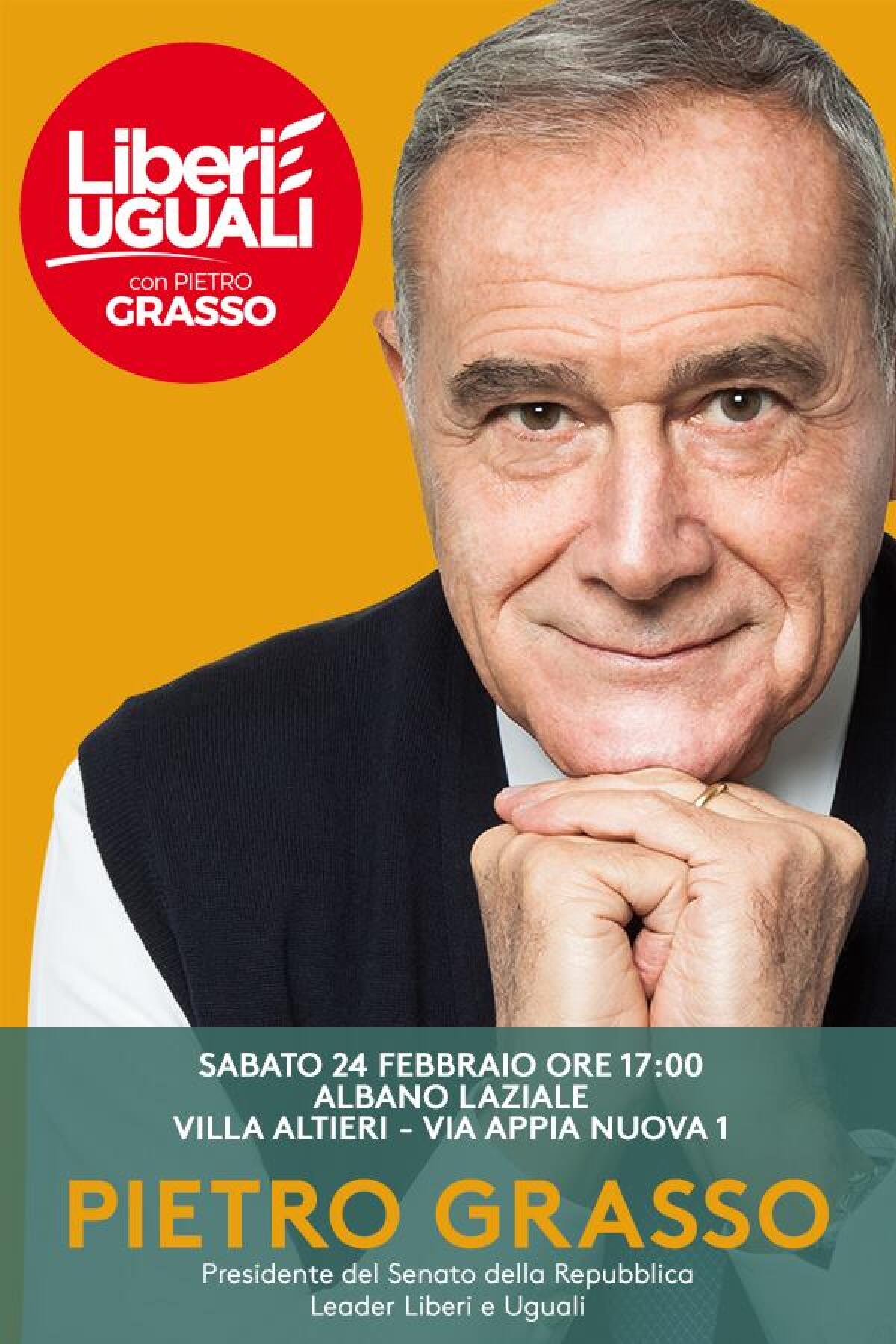 Questo sabato il Presidente del Senato, Pietro Grasso, ad Albano. - 