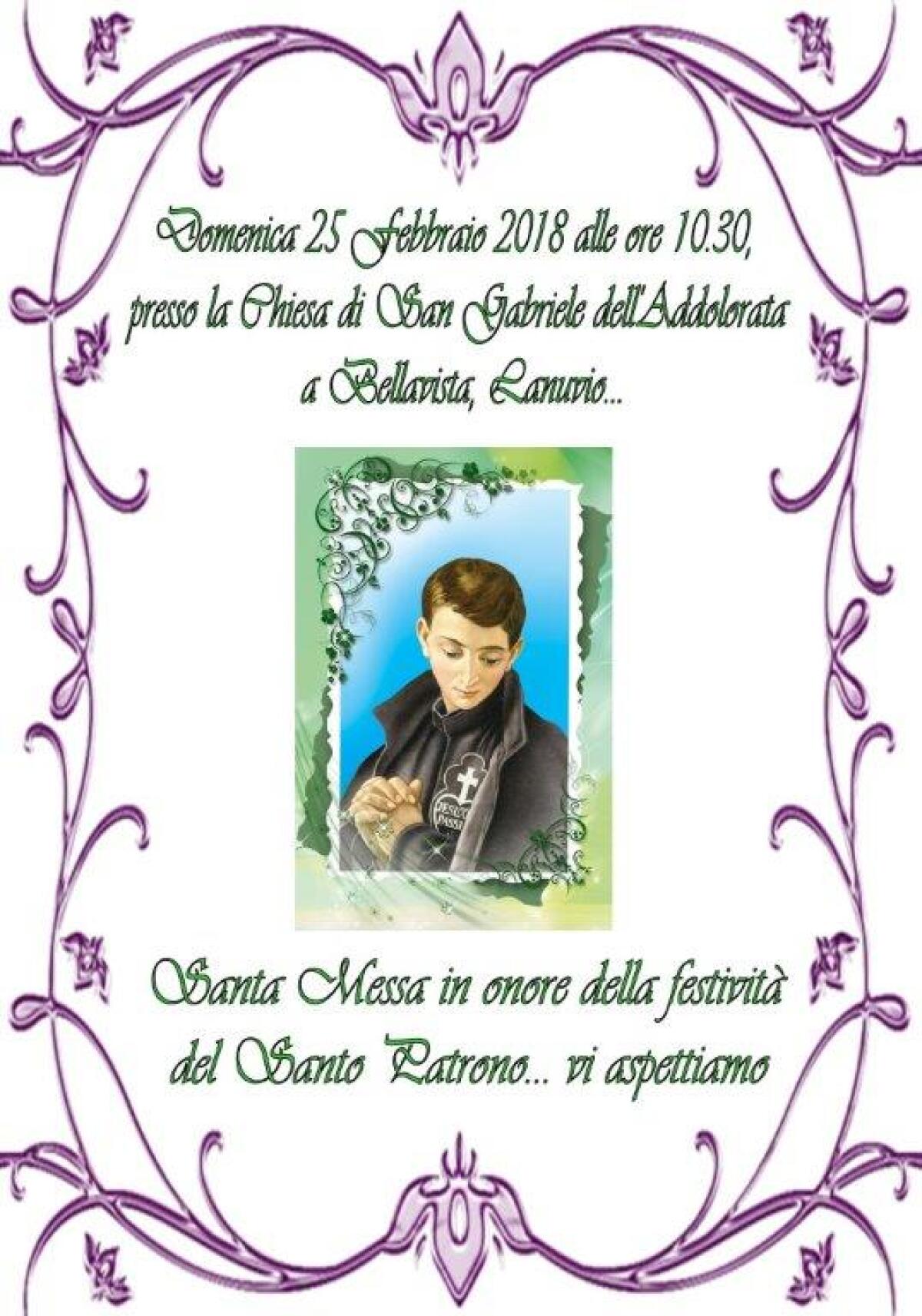 APRILIA - Messa in onore del Santo Patrono alla Chiesa di San Gabriele dell'Addolorata. - 