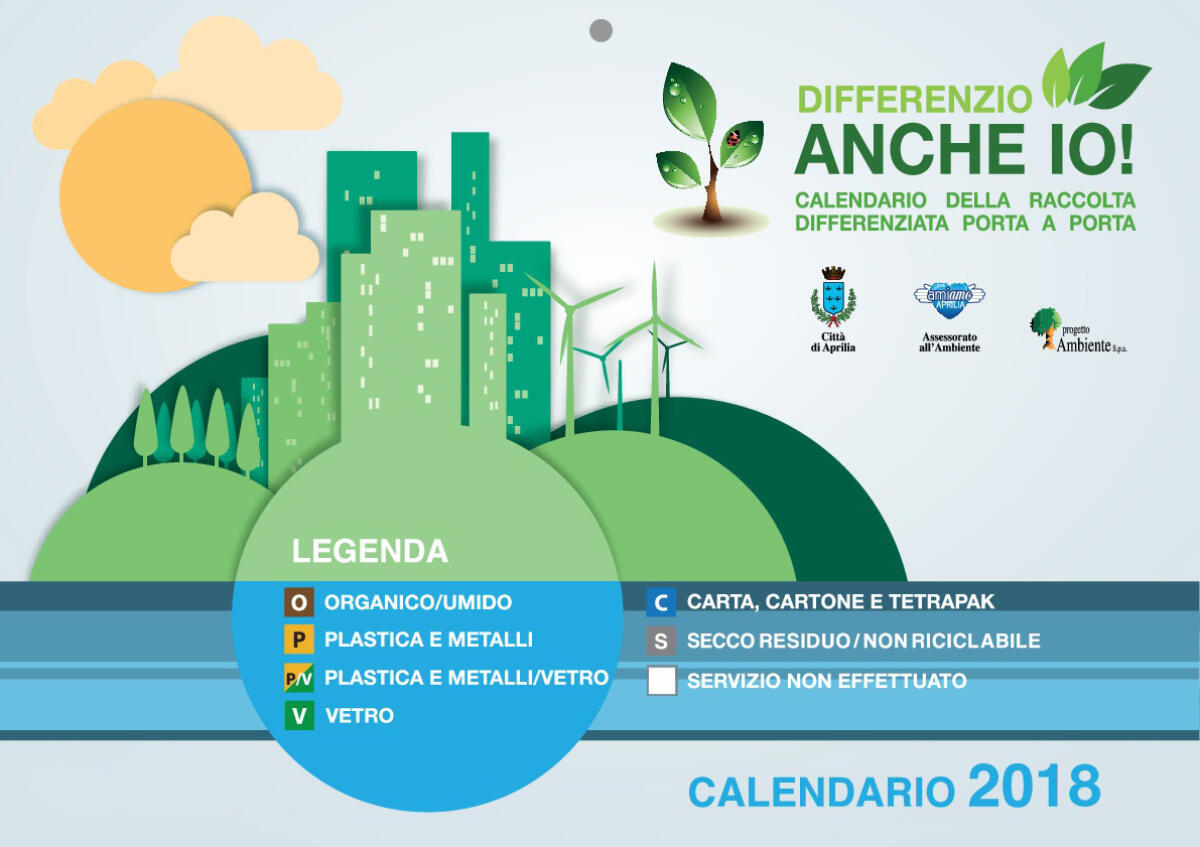 Differenziata porta a porta ad Aprilia: ecco il calendario da aprile 2018 a gennaio 2019. - 