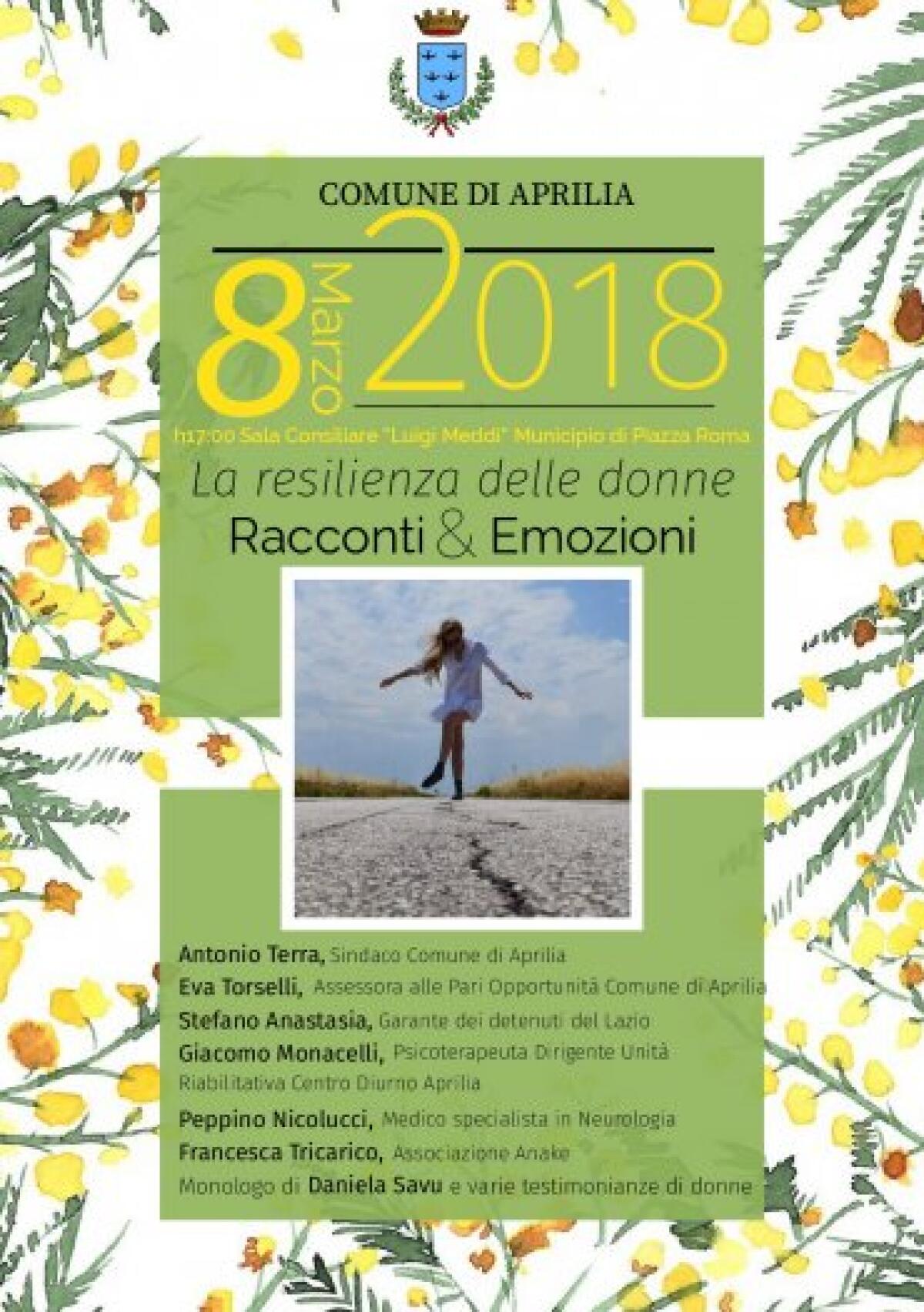 8 marzo, ad Aprilia l'incontro "Resilienza delle donne, racconti ed emozioni" - 