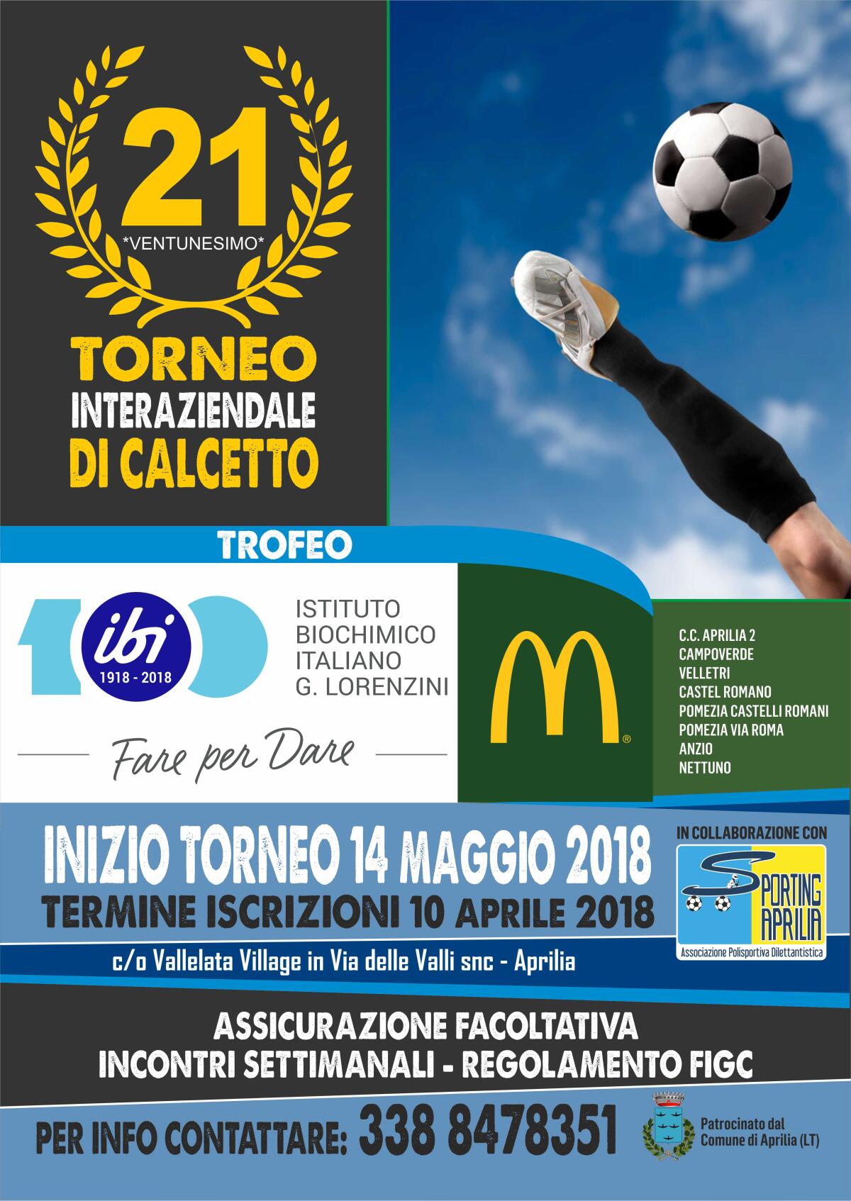 Aprilia - 21esima edizione per il Torneo Interaziendale di calcetto, aperte le iscrizioni - 