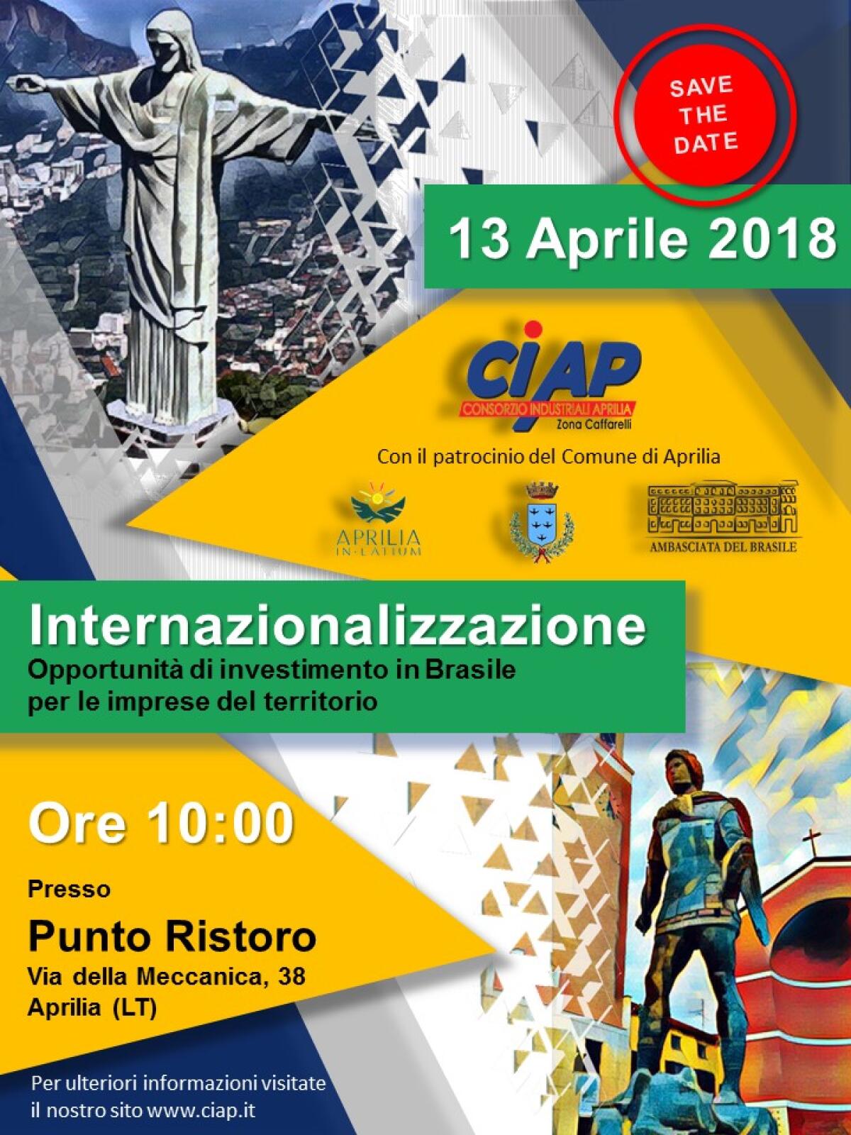 Ad Aprilia un'iniziativa del Ciap per nuove opportunità di investimento in Brasile per le imprese del territorio - 