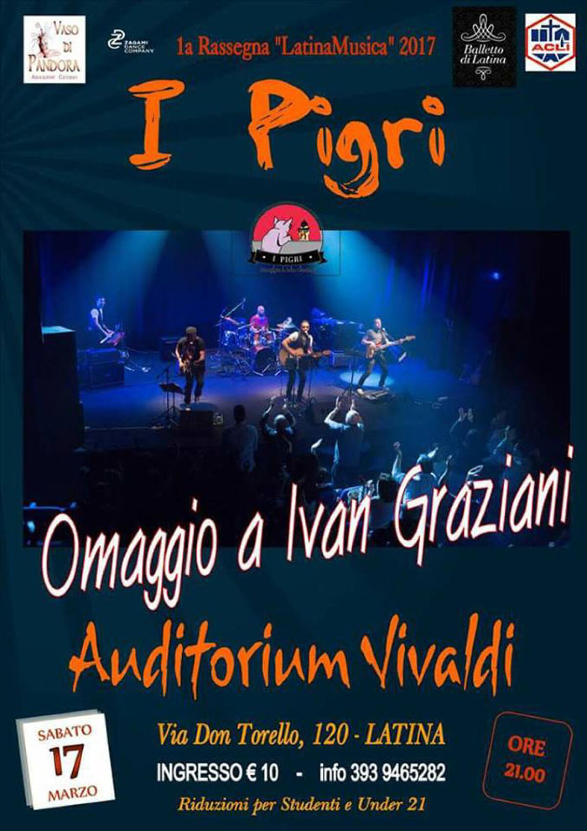 Ivan Graziani: serata omaggio all’Auditorium Vivaldi di Latina con “I Pigri”. - 