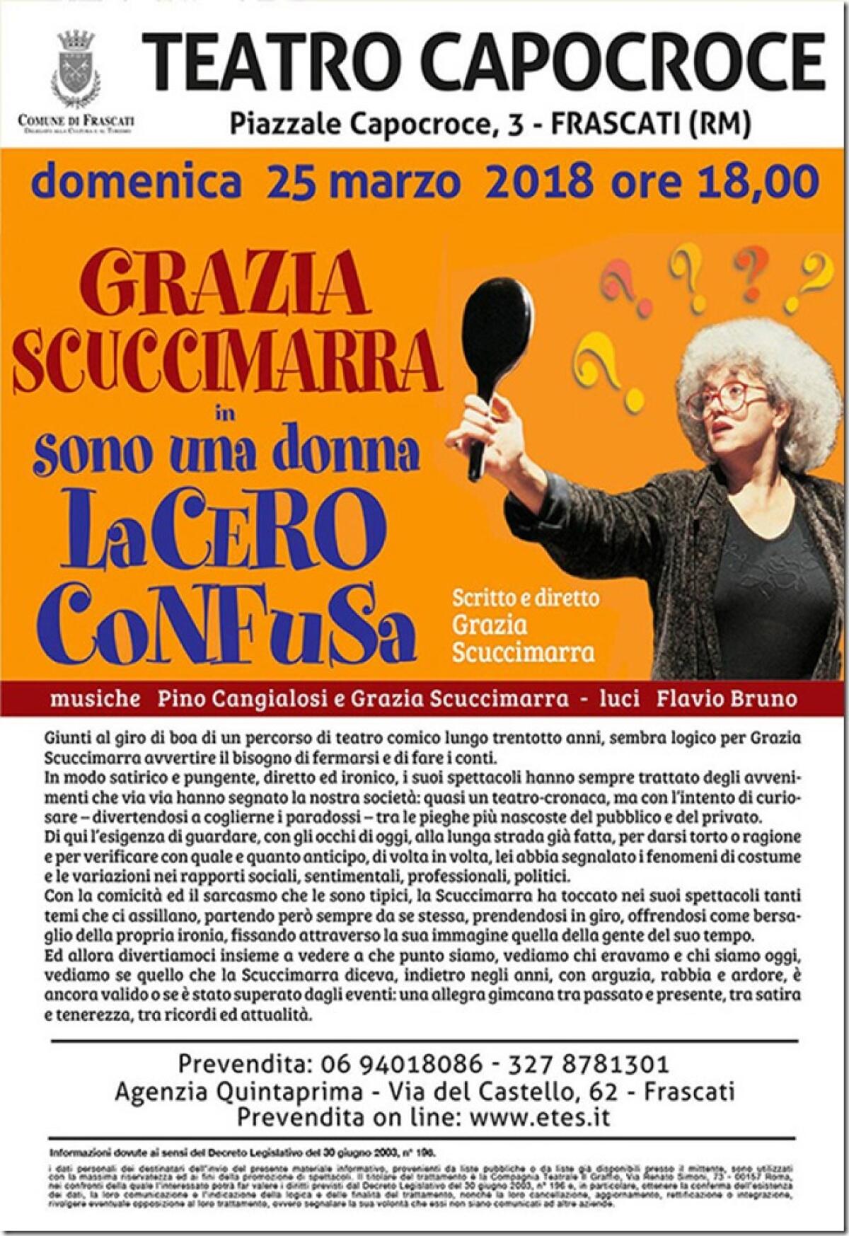 Grazia Scuccimarra in scena a Frascati con "Sono una donna laceroconfusa" - 