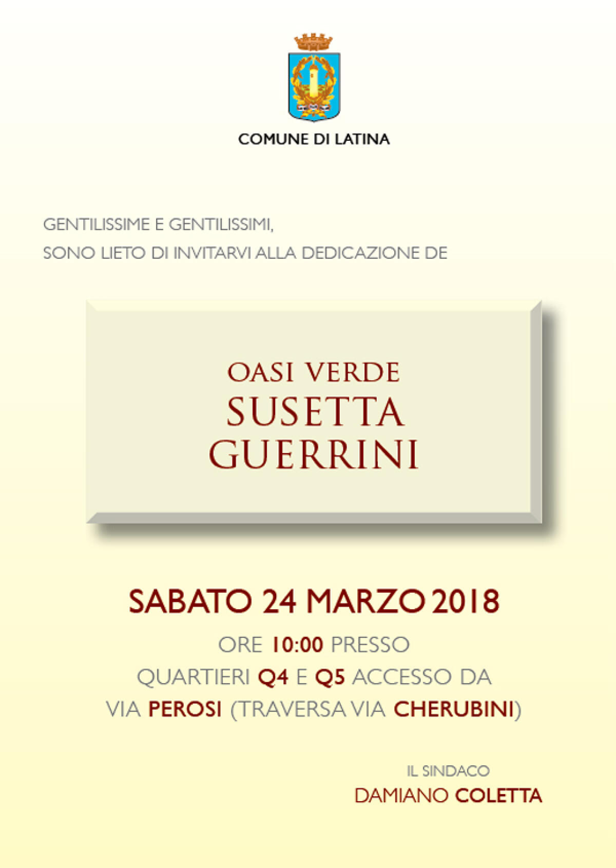 Intitolazione del parco Oasi Verde di Latina alla giornalista pontina Susetta Guerrini. - 