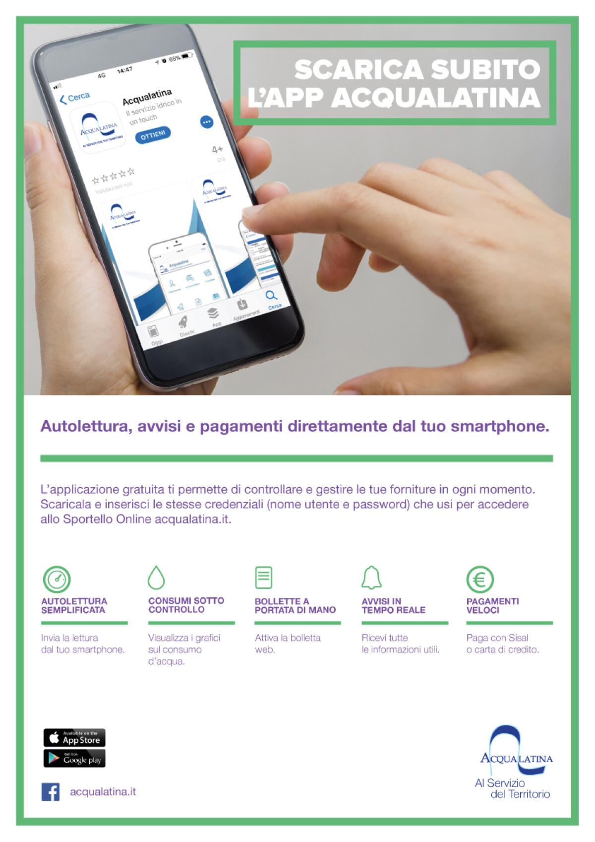 Consumi e servizi sempre a portata di mano: nasce la nuova App per smartphone di Acqualatina. - 