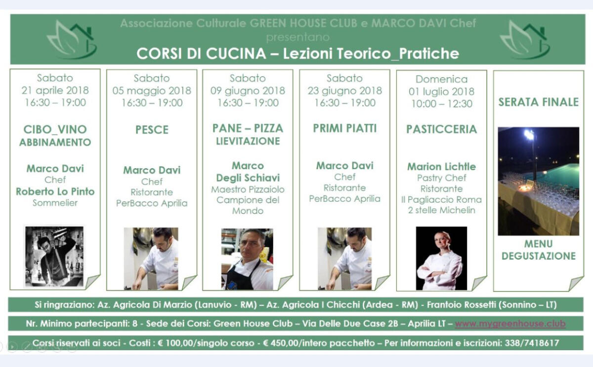 APRILIA - Corsi di cucina con i grandi Chef e Professionisti del nostro territorio! - 