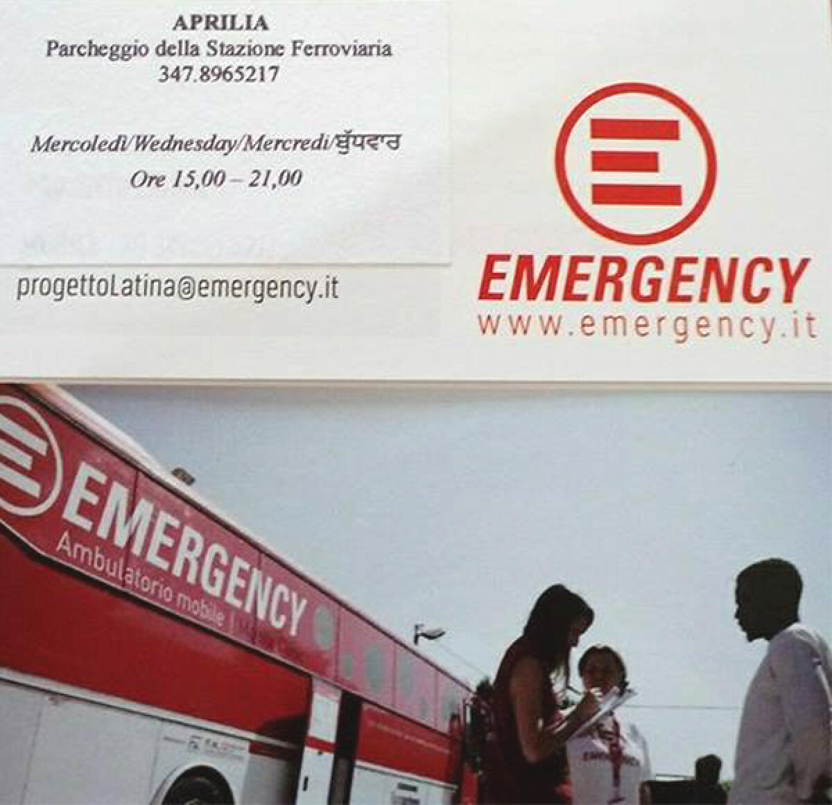 Emergency ogni mercoledì ad Aprilia per offrire assistenza sanitaria gratuita. - 