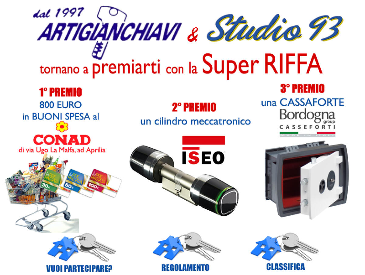 Classifica finale della SuperRiffa di Studio 93 targata “Artigianchiavi”: i vincitori sono Camilla, Enrico e Assunta! - 