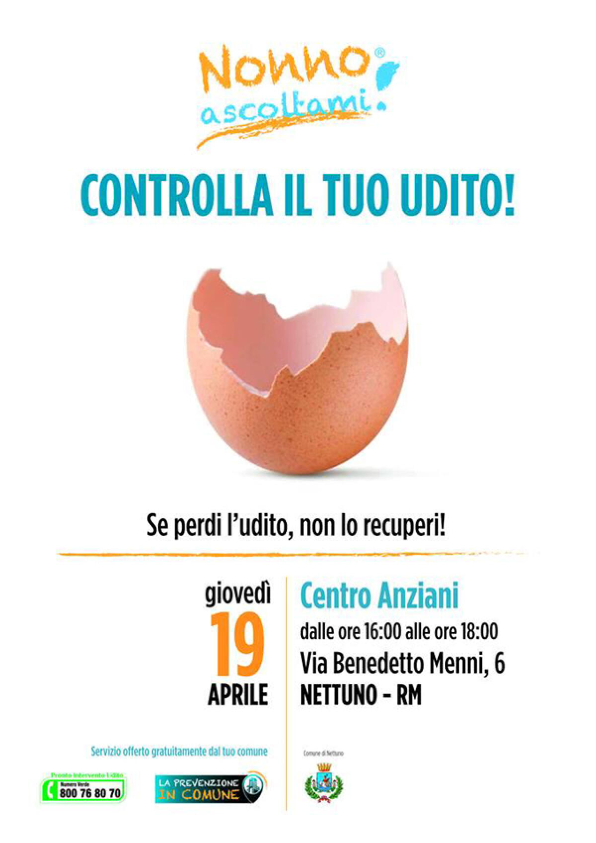 Screening gratuito dell'udito oggi a Nettuno. L'iniziativa è a cura dell'associazione “Nonno Ascoltami!”. - 