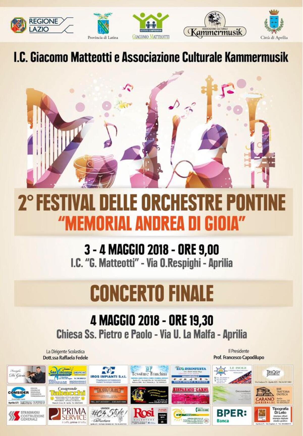 Ad Aprilia il Festival delle orchestre pontine, Memorial Andrea Di Gioia - 