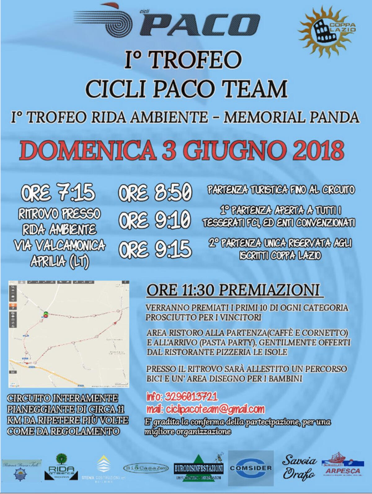 APRILIA - Rida Ambiente per lo sport: questa domenica il primo “Memorial Panda”. - 