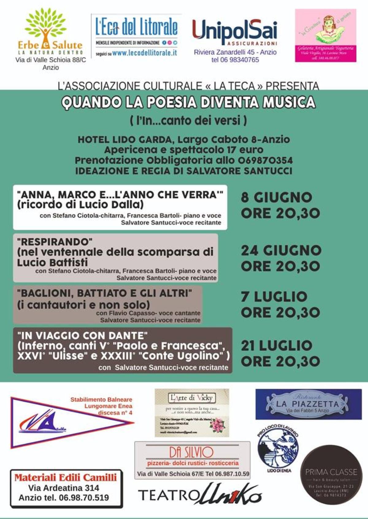 ANZIO - Quando la poesia diventa musica (l'in...canto dei versi)”: al via la rassegna del'associazione La Teca. - 