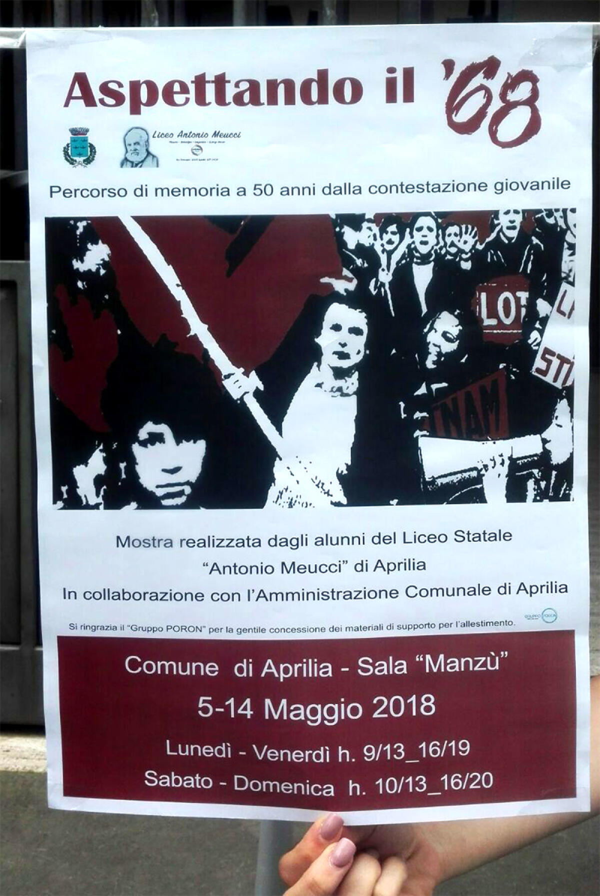 APRILIA - “Aspettando il ‘68": sino al 14 maggio la mostra dei ragazzi del Liceo "Meucci". - 