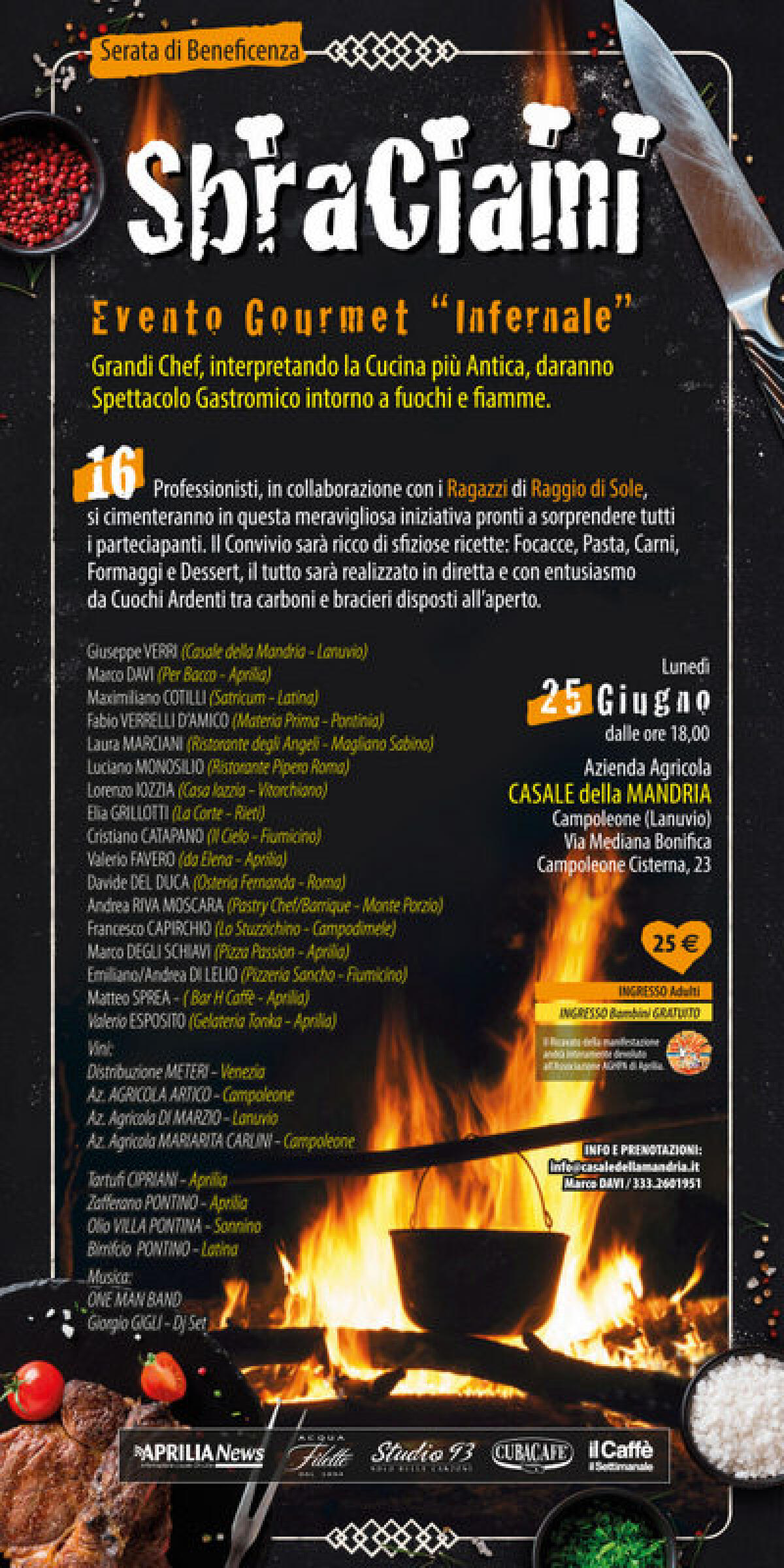 "Sbraciami": ad Aprilia questo lunedì una serata di beneficenza con grandi Chef. - 