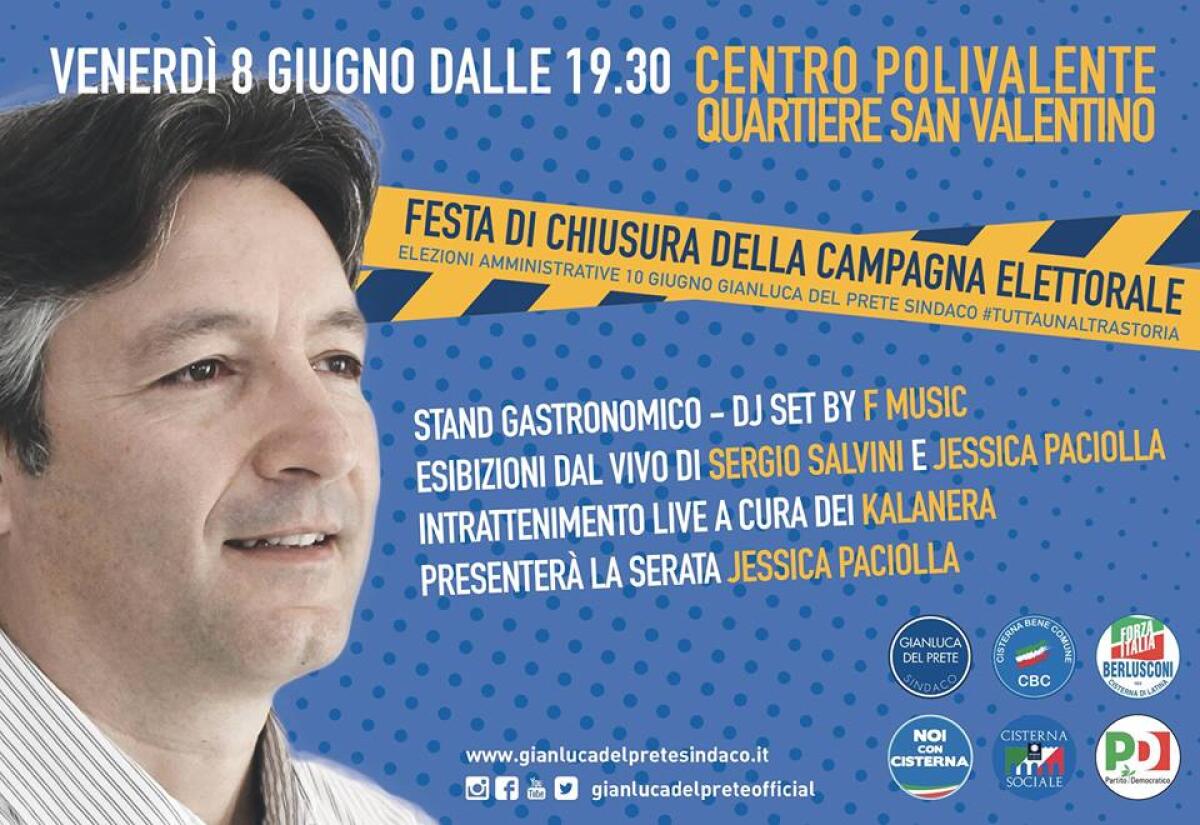 Il candidato a sindaco di Cisterna Gianluca Del Prete chiude la campagna al Quartiere San Valentino. - 