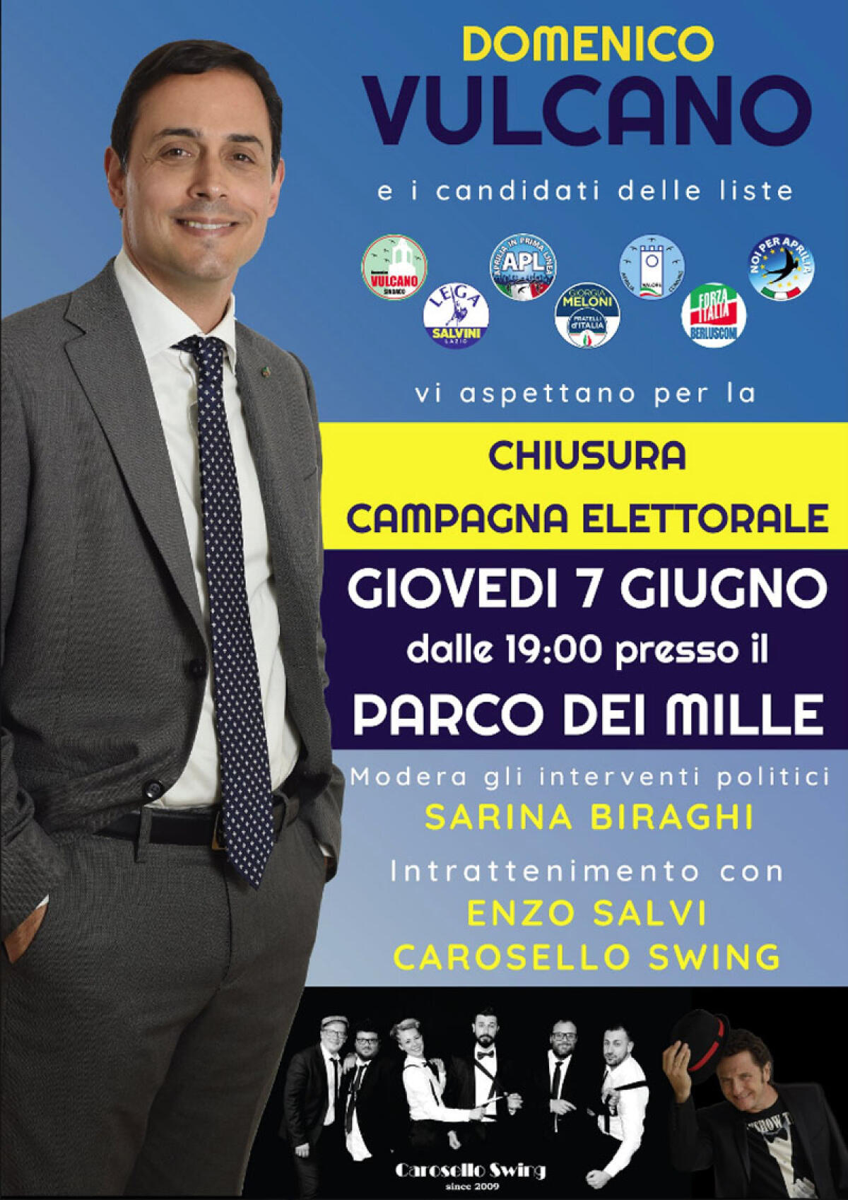 APRILIA - Festa di chiusura di campagna elettorale al Parco di via dei Mille per Domenico Vulcano. - 