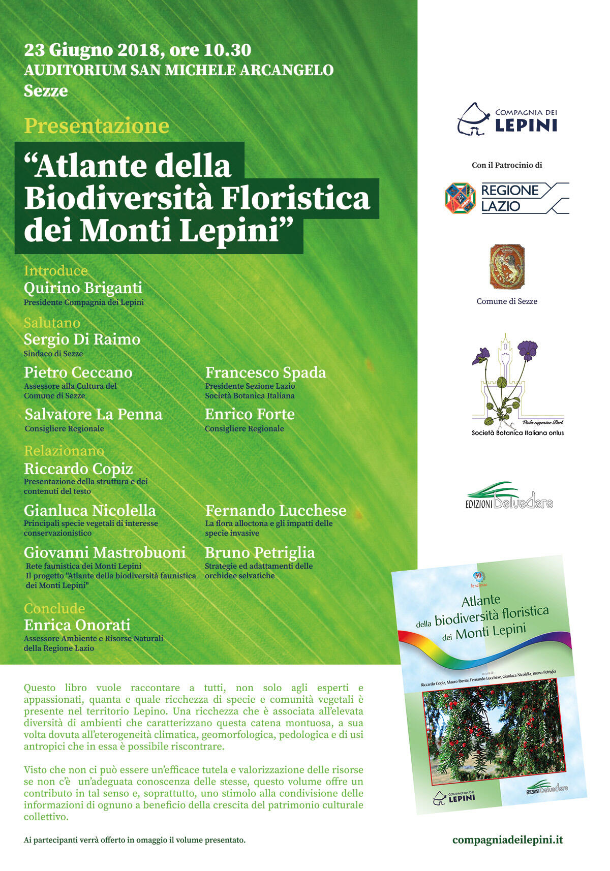 A Sezze la presentazione dell'Atlante della Biodiversità floristica dei Monti Lepini. - 
