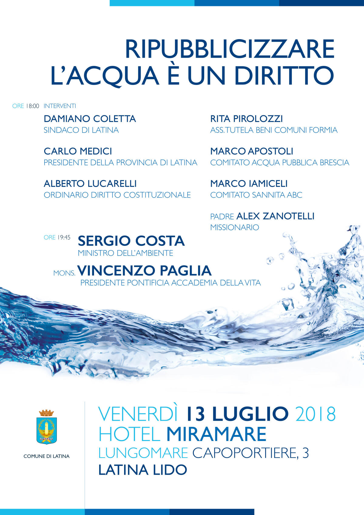 “Ripubblicizzare l’acqua è un diritto”, il convegno a Latina - 