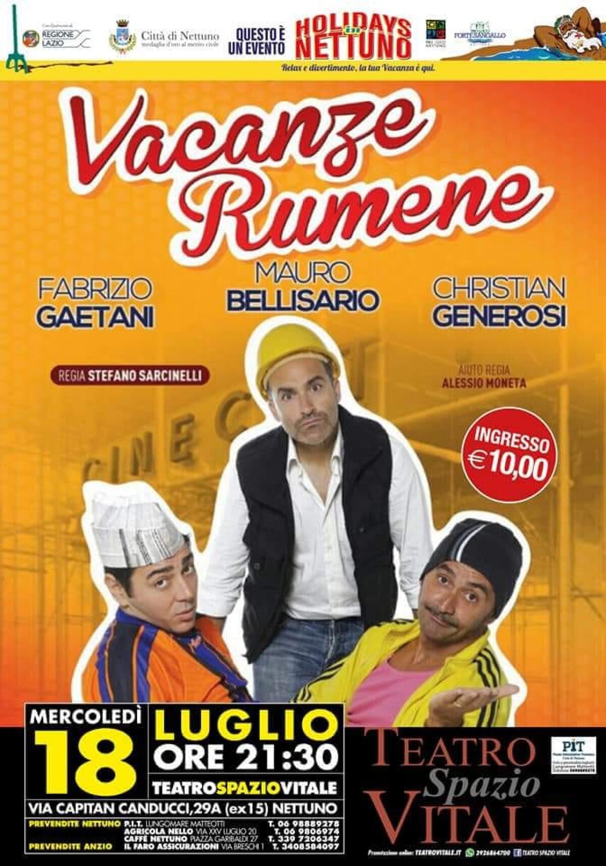 NETTUNO -  In scena questa sera la commedia teatrale “Vacanze Rumene”. - 