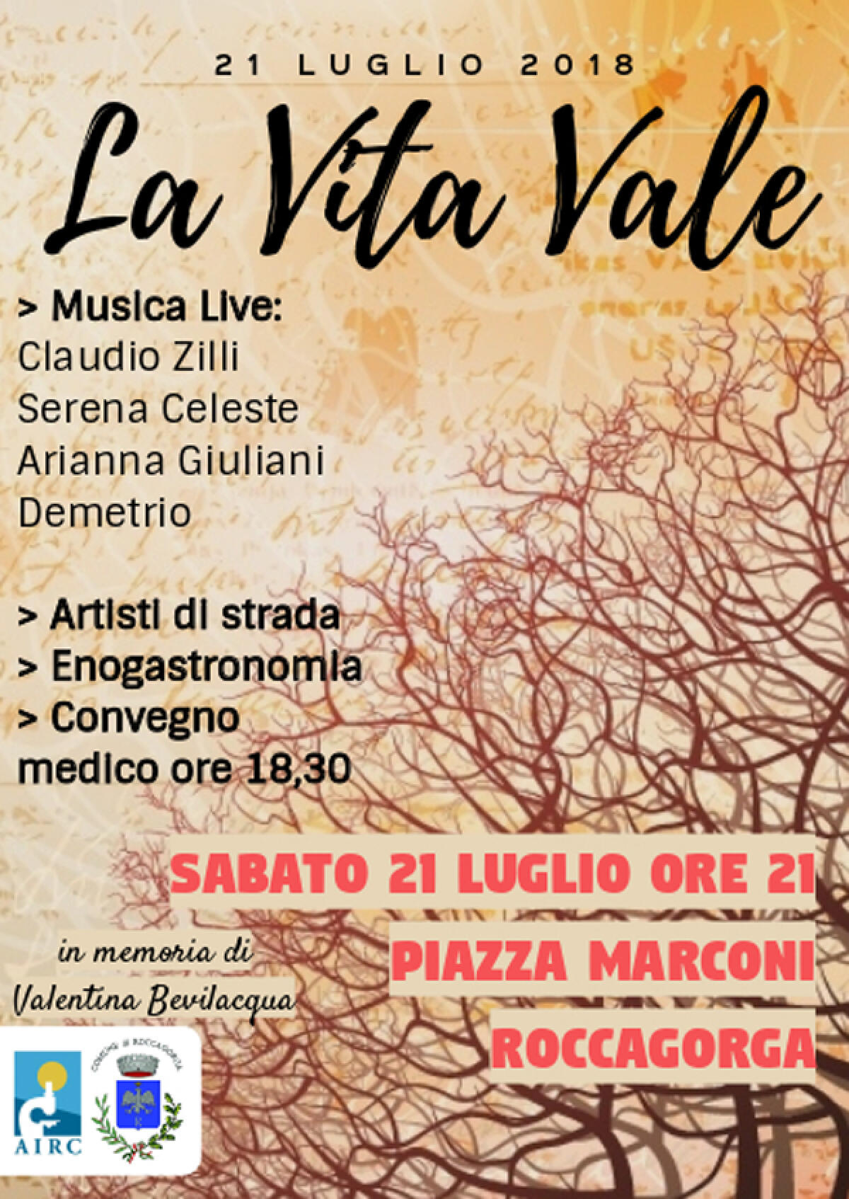La Vita Vale in piazza Marconi a Roccagorga per ricordare Valentina - 