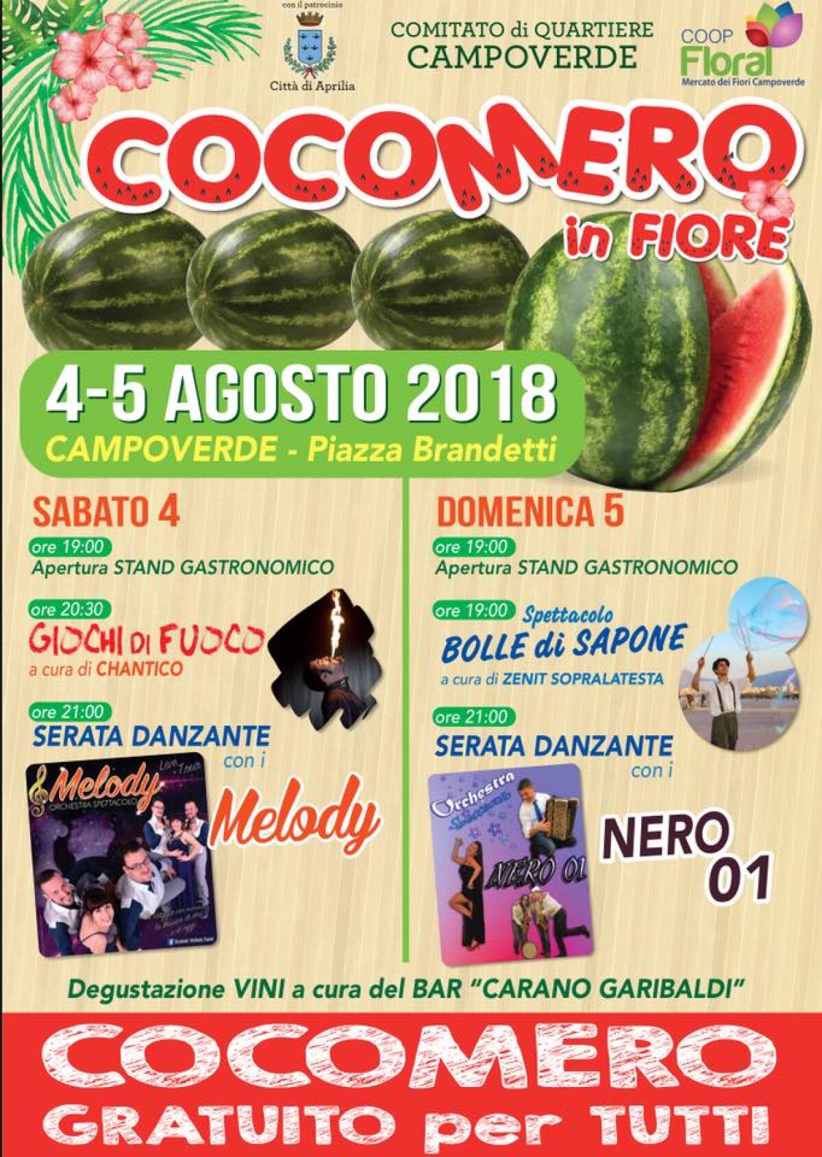 APRILIA - A Campoverde "Cocomero in Fiore", eventi e degustazioni in piazza. - 