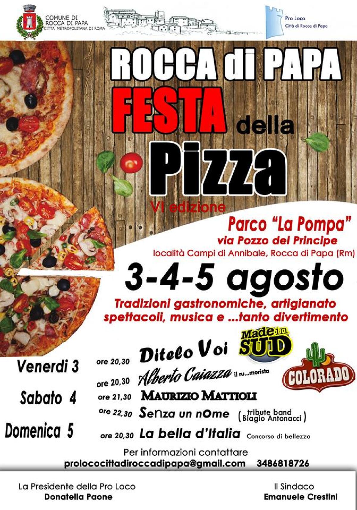 “Festa della Pizza” dal 3 al 5 agosto a Rocca di Papa. - 