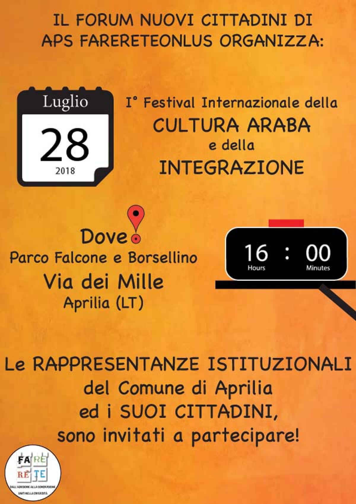 Ad Aprilia il primo Festival Internazionale di Cultura Araba e dell'Integrazione - 