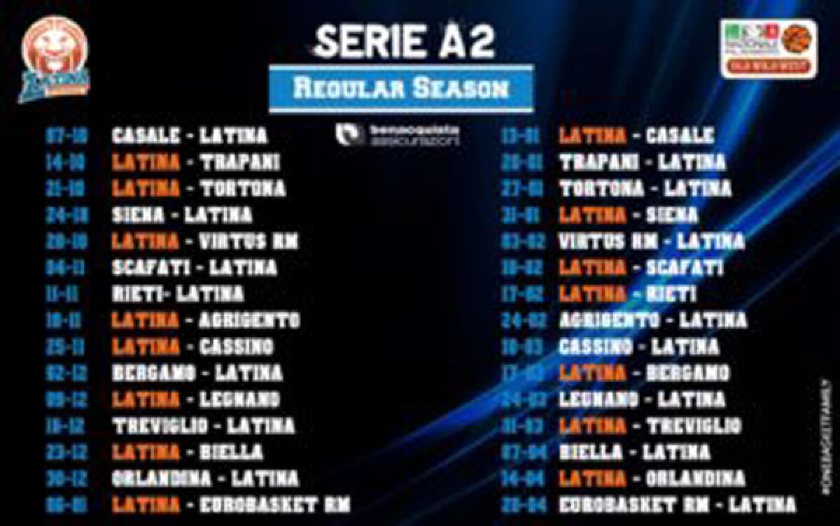 Basket serie A2 - Diramato il calendario del prossimo campionato, Latina inizia in trasferta - 