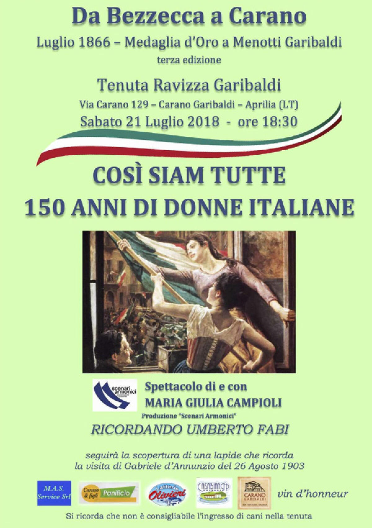 APRILIA - “Da Bezzecca a Carano 2018”: questo sabato l'evento alla Tenuta Ravizza Garibaldi di Carano. - 