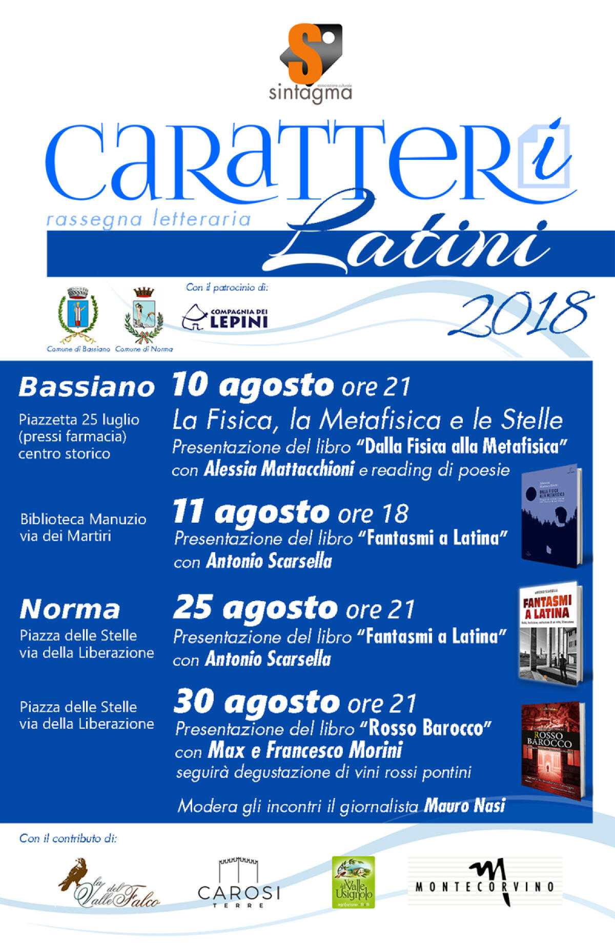 Torna a Bassiano e a Norma la rassegna letteraria “Caratteri Latini”. - 