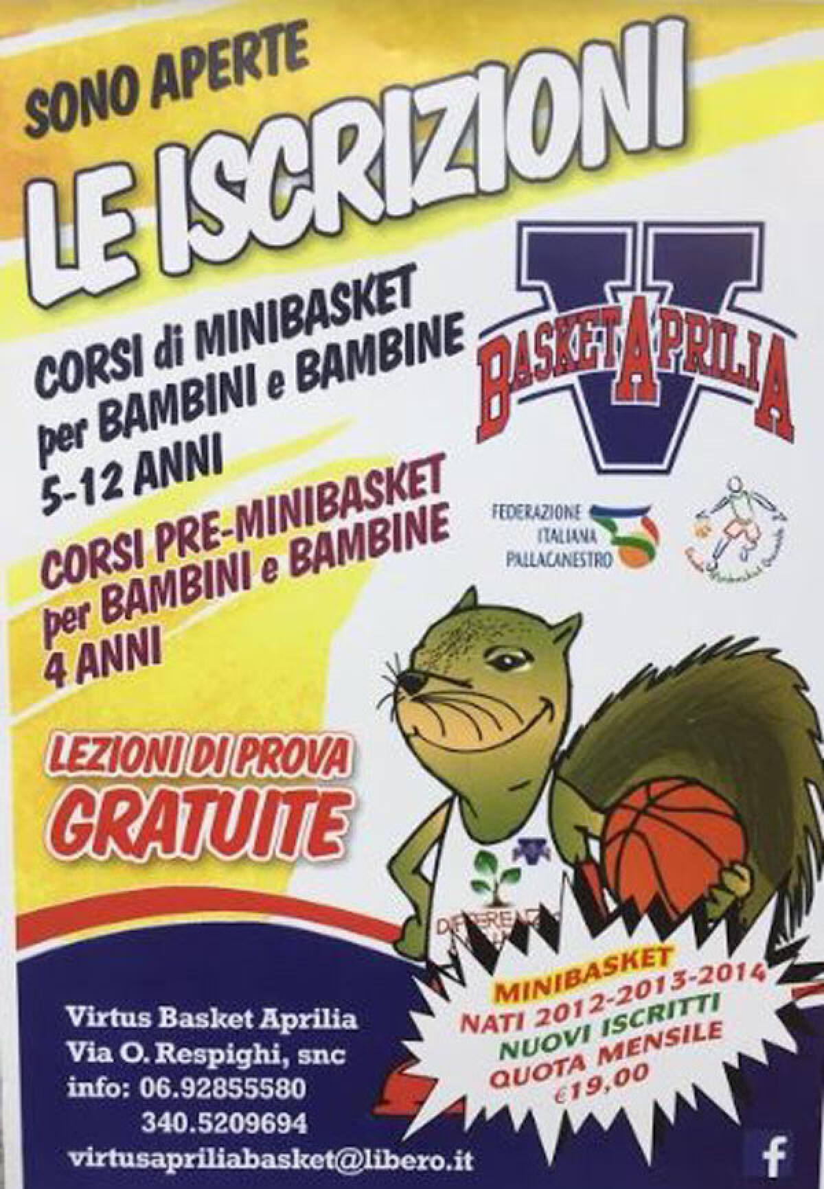 La Virtus Aprilia riapre le iscrizioni per i corsi di minibasket. - 
