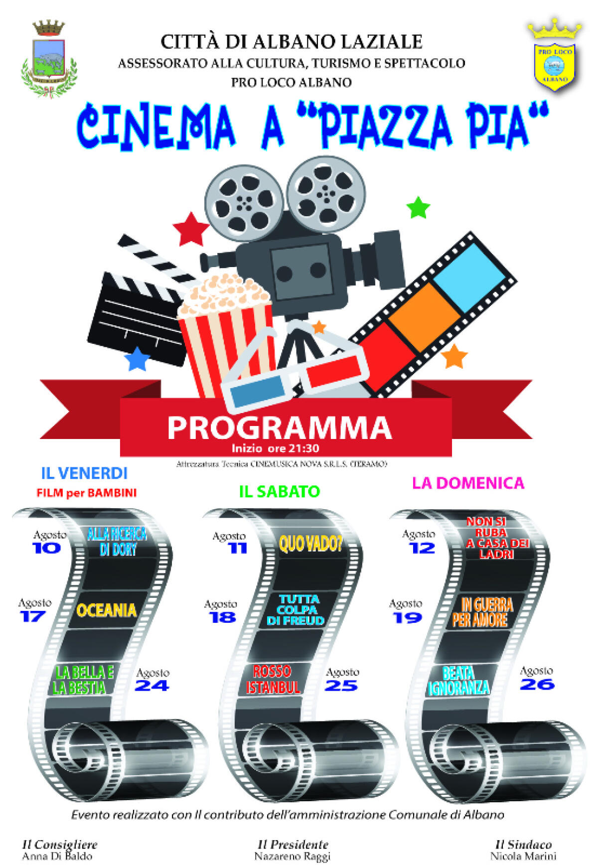 Albano, da venerdì 10 agosto Cinema Gratuito a Piazza Pia - 