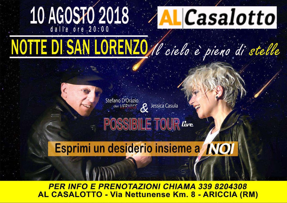 Notte di San Lorenzo: Stefano D'Orazio e Jessica Casula in concerto ad Ariccia - 