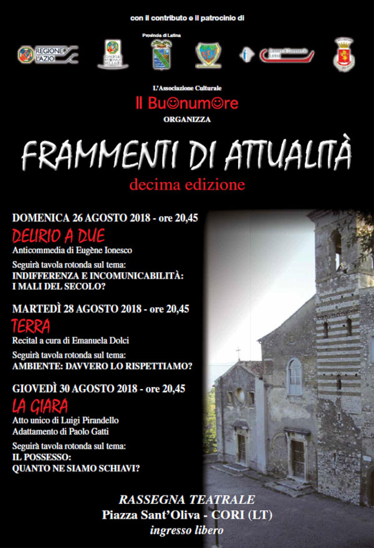 “Frammenti di Attualità”: gli ultimi due appuntamenti della rassegna a Cori. - 